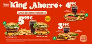 Nuevos Menús King Ahorro+ con menús medianos en Burger King (oferta válida en pedidos en restaurante)