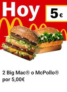 Oferta Flash - 2 Big Mac o McPollo por solo 5€