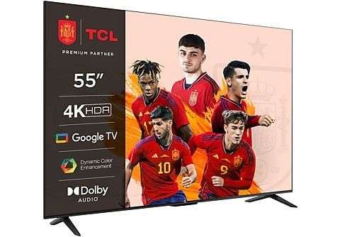 TV LED 55" -TCL 55P635, LCD, 4K HDR TV, Google TV, Control por voz, Smart TV, Dolby Audio, HDR10, Negro
