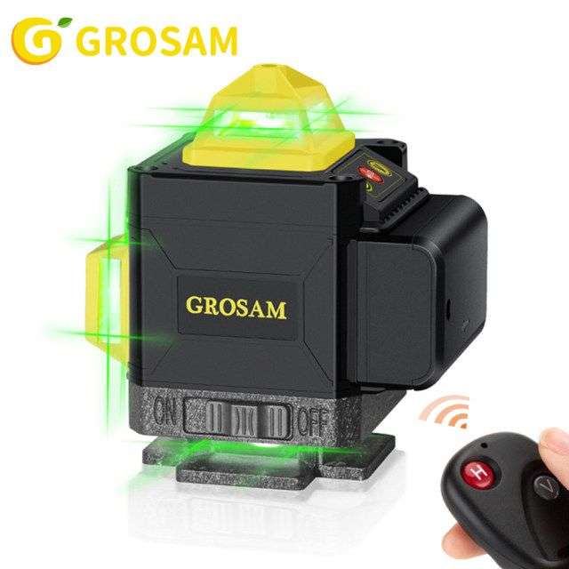 GROSAM-láser verde 4D de 16 líneas, 360 líneas horizontales y Cruz Vertical, autonivelante automático