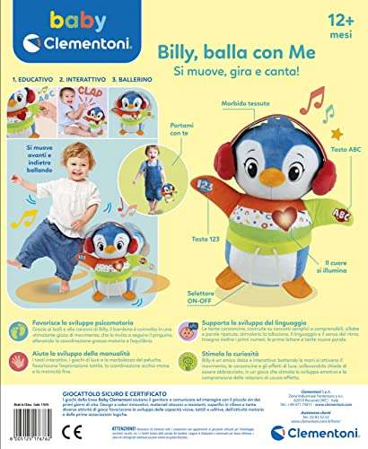 Clementoni- Billy, Baila Conmigo – Peluche Interactivo parlante Versión: en italiano