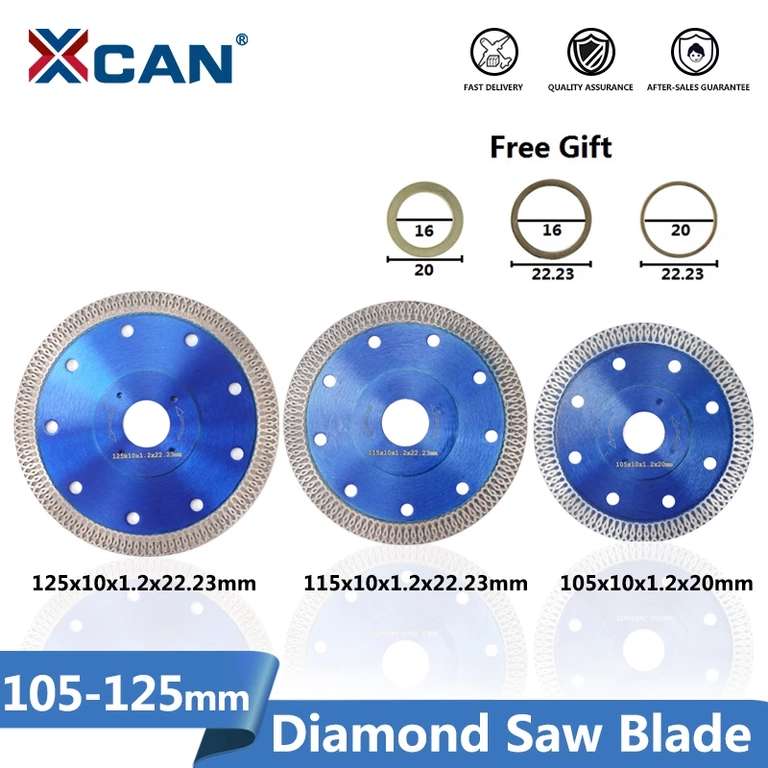 XCAN-Hoja de sierra de diamante para azulejo de porcelana, disco para corte en seco/húmedo, cortador diamantado de 105 mm, 1 unidad