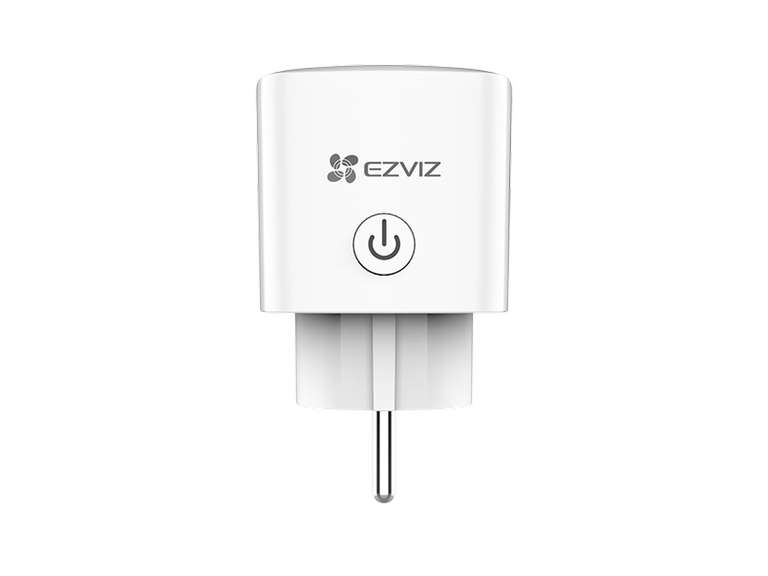 Enchufe inteligente Ezviz T30-10A-EU de 2300 W con compatibilidad con Amazon Alexa, Google Assistant y Wi-Fi en color blanco.