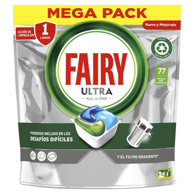 Fairy Ultra, Cápsulas De Lavavajillas Todo En Uno, 77 Cápsulas - 0,20 €/cap (14,03 € Compra recurrente, 0,18 €/cap)