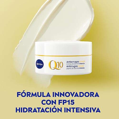 NIVEA Q10 Power Antiarrugas Cuidado de Día FP15 (50 ml), crema antiarrugas facial, crema hidratante con protector solar