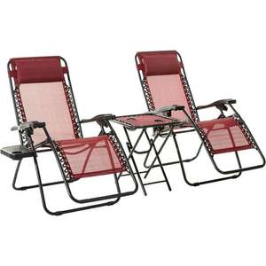 Set de 2 sillas con gravedad cero y mesa auxiliar, color rojo Embalaje Deteriorado