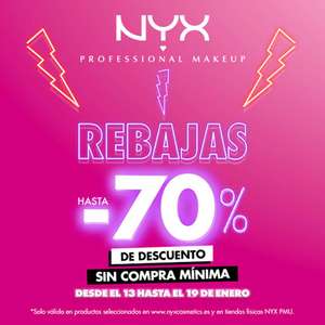 Rebajas hasta 70% dto en NYX Professional Makeup sin compra mínima