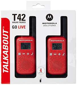 Motorola T42 RED - Walkie Talkie PMR446, 16 Canales, Alcance 4 km, Rojo, 2 Unidades (Azul en descripción)