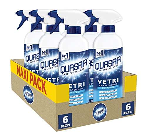 Pack de 6 botellas Quasar Vetri Spray limpiacristales
