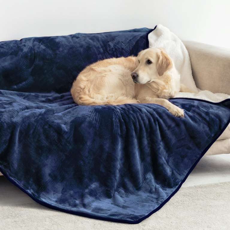 Manta impermeable reversible Dreamzie para perros y gatos – 127 × 152 cm. Azul.
