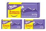 3 PACK (3 x 125g) Milka Tableta de Chocolate con Leche de los Alpes Pack Formato Familiar [Total 9 tabletas a 0'68€ c/u]