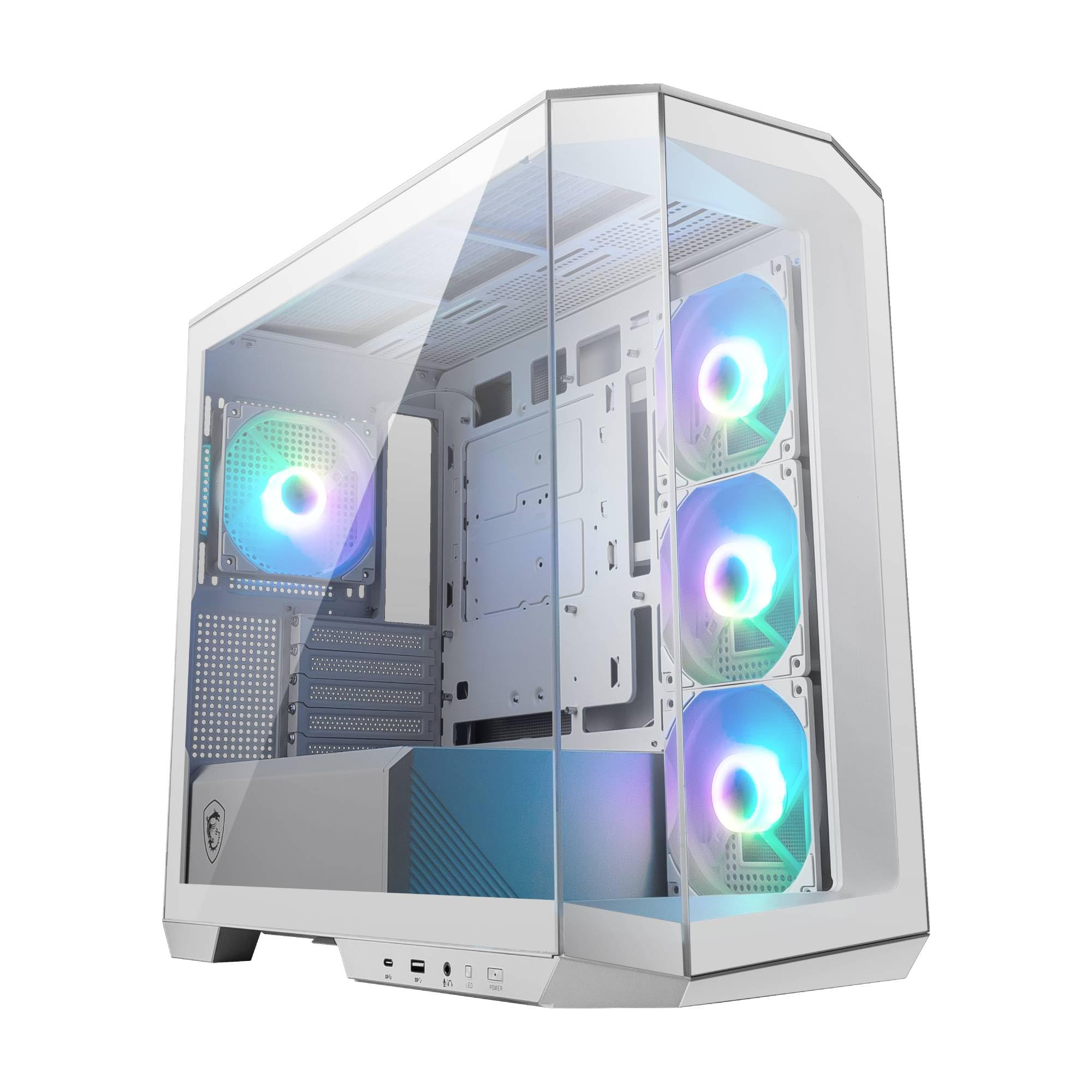 MSI mag PANO M100L PZ White – Torre Gaming Micro-ATX Blanca con Panel Panorámico de Cristal, Ventilación Optimizada, Compatible con ARGB ...