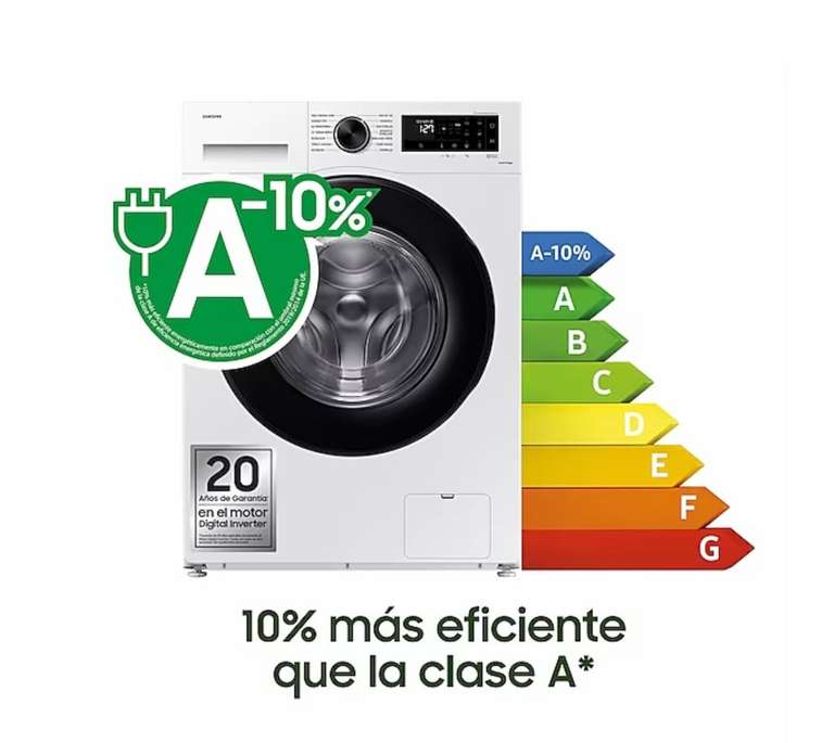 Samsung lavadora Ecobubble, eficiencia energética A, Blanca 9Kg