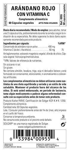 Solgar Arándano Rojo con Vitamina C, 60 Cápsulas vegetales
