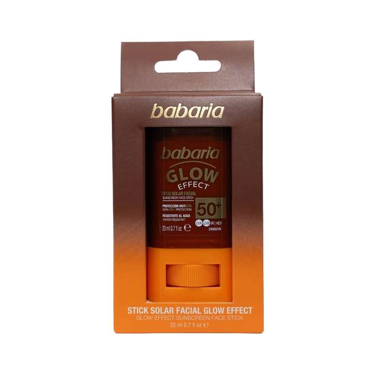 Babaria Glow Effect Stick Solar Facial SPF50+ 20 ml – Efecto Luminoso con Monoï de Tahití, Niacinamida y Manteca de Karité
