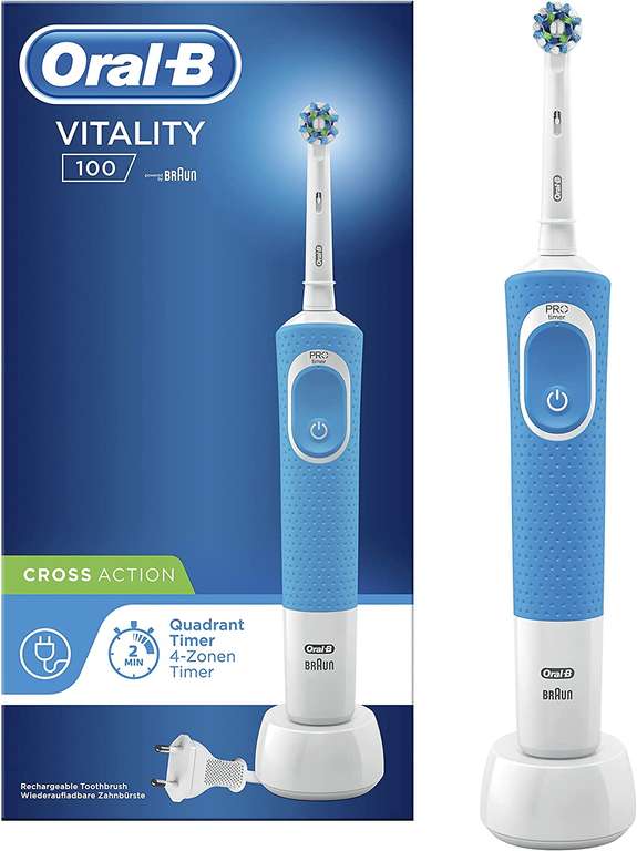 Oral-B Vitality 100 - Cepillo de Dientes Eléctrico Recargable (Tecnología Braun y 1 Cabezal de Recambio)