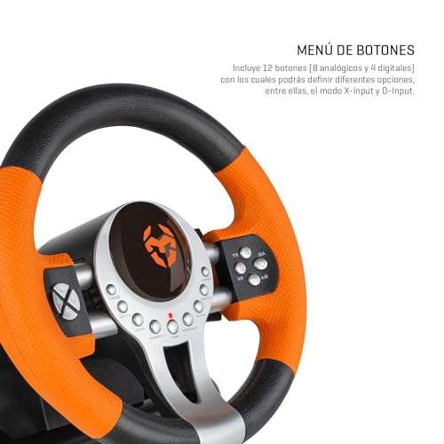 KROM K-Driver Juego De Volante Y Pedales Multiplataforma, Palanca De Cambios Y Levas En El Volante