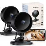 Surfola Cámara de Vigilancia WiFi Interior, 1080P FHD Cámara para Bebé/Mascotas con Detección de Movimiento y Sonido IA, 2-Pack