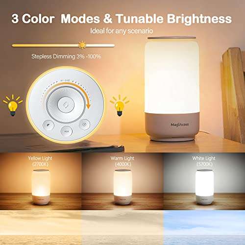 Lámpara de Mesita de Noche Inteligente con 7 Modos de Escena y 3 Temperaturas de Color