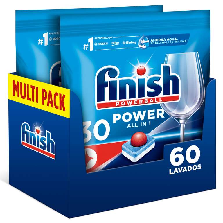 Finish All in 1 Max Pastillas para lavavajillas Regular 60 pastillas Edición 2 bolsas de 30 pastillas (12'55€ sin cupón nuevo usuario)