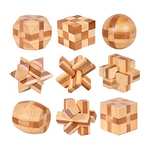 9 Piezas Rompecabezas de Madera, 3D IQ Juegos de Ingenio, Rompecabezas Madera Mini Puzzle Bloqueo Juguetes Educativos