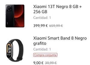 Xiaomi 13T (8gb 256gb) + Xiaomi Band 8. (Estudiantes 368€). Con mi points 310€)