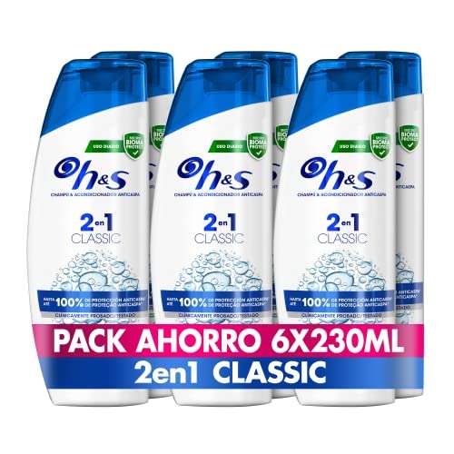 Pack 6 H&S Champú Y Acondicionador Anticaspa 2in1 Classic, Hasta Un 100% Libre De Caspa, 230 ml x 6