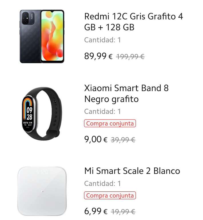 Redmi 12C (4+128gb) + Mi band 8 (73€ con puntos)