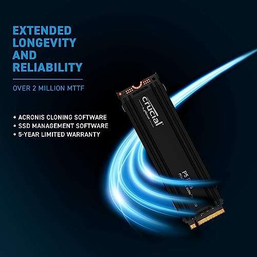 Crucial P5 Plus 1TB SSD M.2 PCIe Gen4 NVMe con disipador térmico, Compatible con PS5