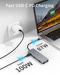 USB-C HUB Docking Station Dual Monitor, 9 en 1 HUB USB C con 2 HDMI 4K, VGA, 3 USB, 100W PD, SD/TF Compatible con Windows y macOS