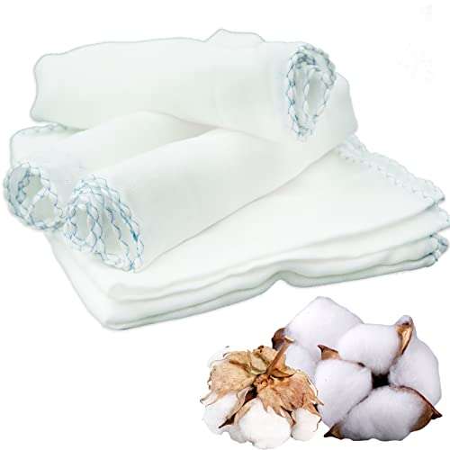 10 paños blancos de 100% algodón, con lazo, toallitas cosméticas/toallitas multiusos (azul)