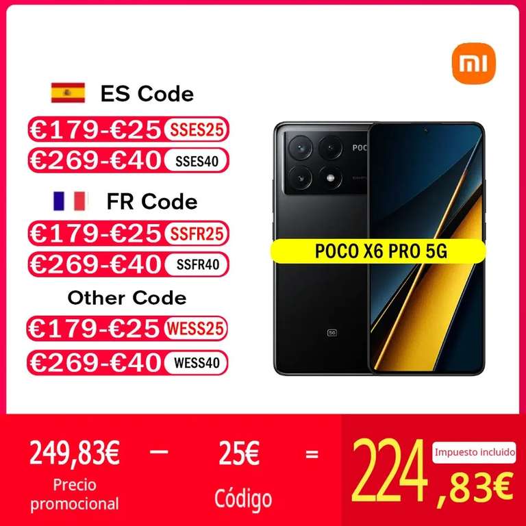 Poco X6 Pro 5G 8/256GB // 12/512GB a 259,83