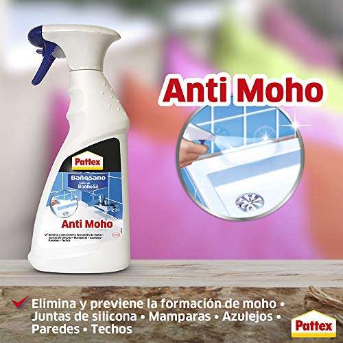 Pattex Baño Sano, limpiador antimoho para juntas de silicona, mamparas y azulejos, 1 x 500 ml