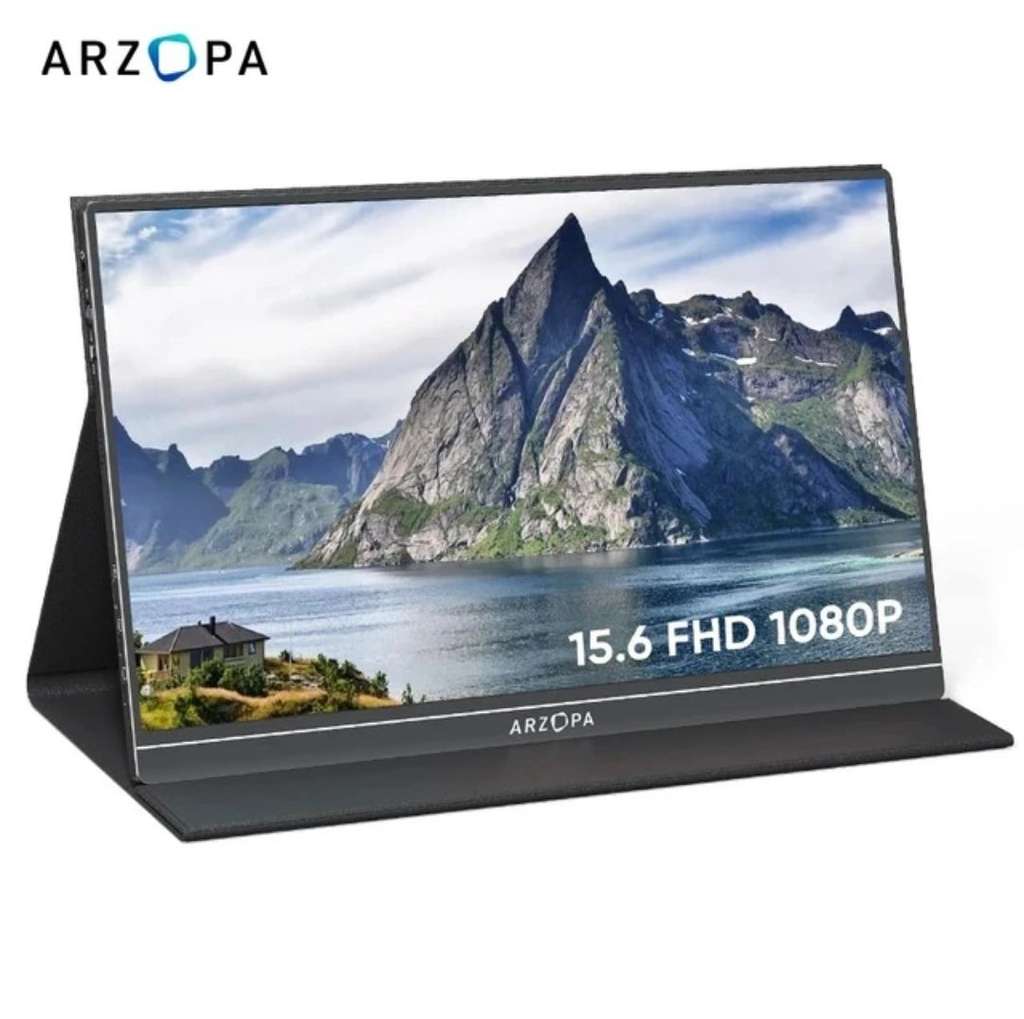 Arzopa-Monitor portátil ultrafino de 15,6 pulgadas, pantalla externa FHD  1080P con altavoces duales, segunda pantalla para ordenador portátil, PC,  interruptor de teléfono