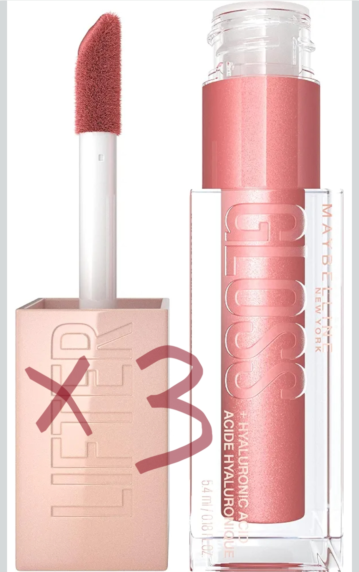 3.14€ unidad 3 unidades Maybelline New York, Brillo de labios Lifter Gloss,