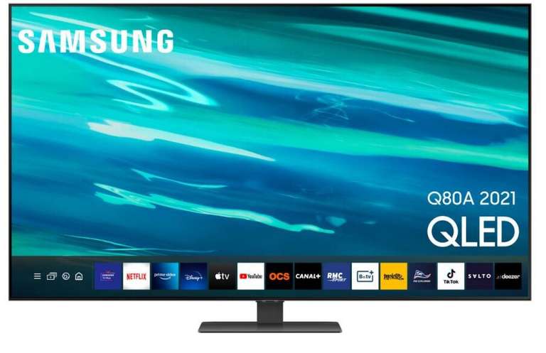 TV QLED 50" - Samsung QE50Q80A, UHD 4K, Smart TV, HDR10+, Tizen, Motion Xcelerator, Control de voz, Plata
