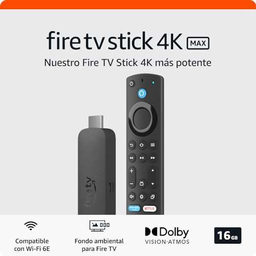 Amazon Fire TV Stick 4K Max | Dispositivo de streaming compatible con Wi-Fi 6E y fondo ambiental