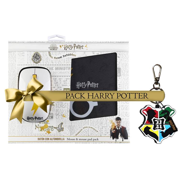 WONDEE Pack Harry Potter Regalos, Pendrive Llavero USB 32GB Original Hogwarts + Alfombrilla y Ratón de Harry Potter