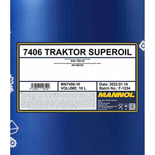Aceite 15W-40 MANNOL Tractor superoil API CD motorenöl, 10 L