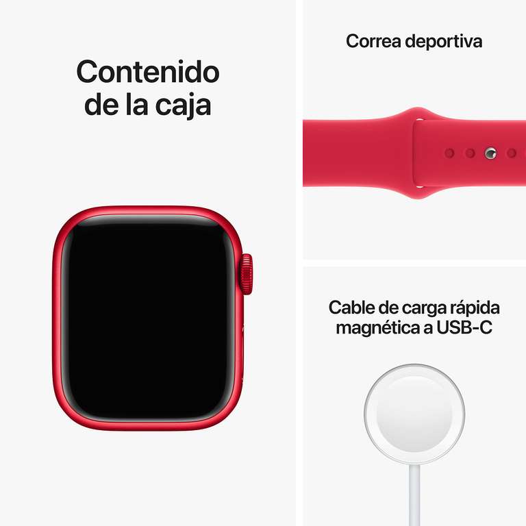 Apple Watch Series 8 (GPS, 41mm) Reloj Inteligente con Caja de Aluminio (Product) Red - Correa Deportiva (Product) Red - Talla única