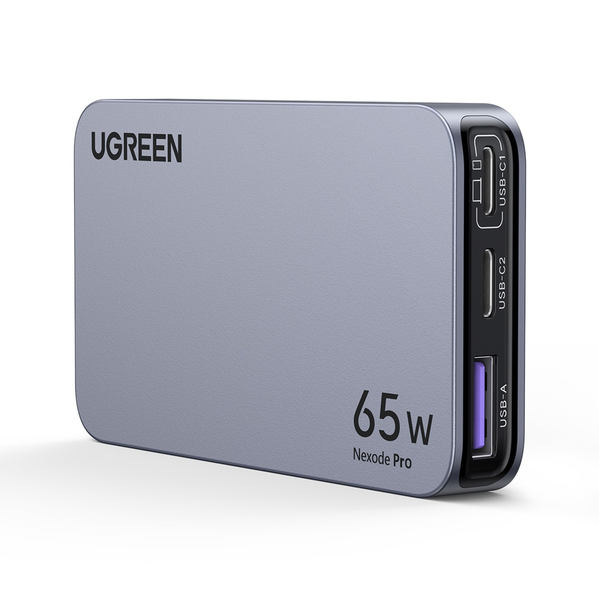 Cargador de viaje slim USB-C UGREEN Nexode Pro 65W, GaN, 3 puertos Gris