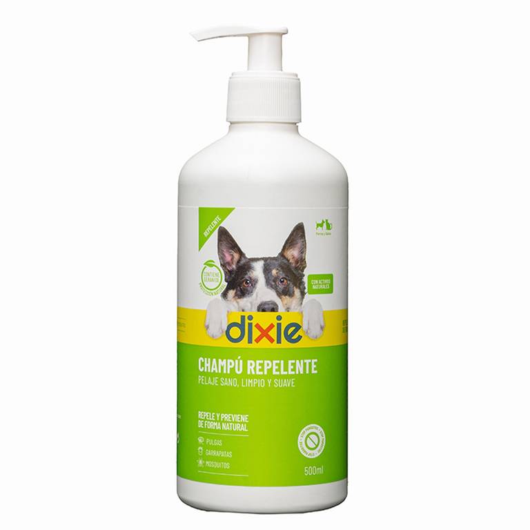 DIXIE – Champú Repelente Perros y Gatos – 500 ml – Repele y Protege contra Mosquitos, Pulgas, Garrapatas y Otros Insectos