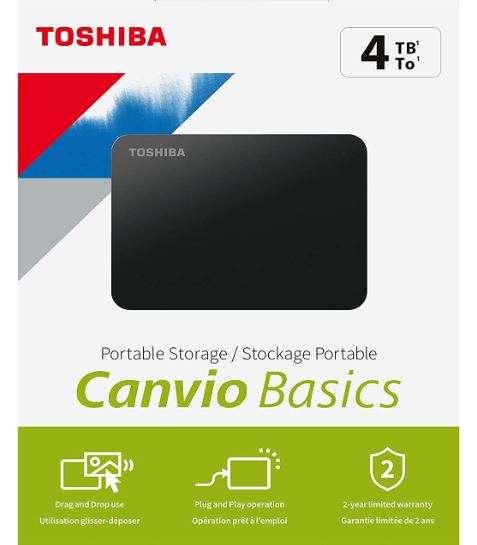 Disco duro externo portátil HDD Toshiba Canvio Basics 2.5" 4TB USB 3.0 - Carrefour y Amazon