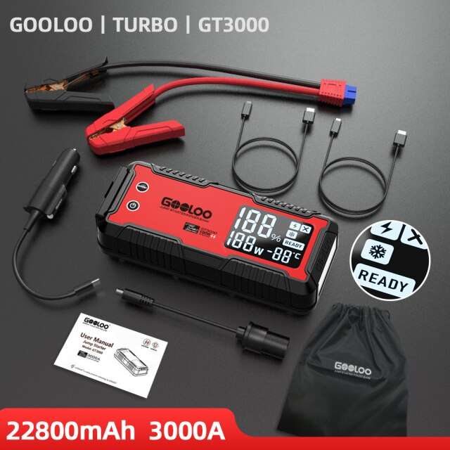 GOOLOO GT4000- Arrancador de batería de coche portátil de 12V, 4000A, 26800mAh