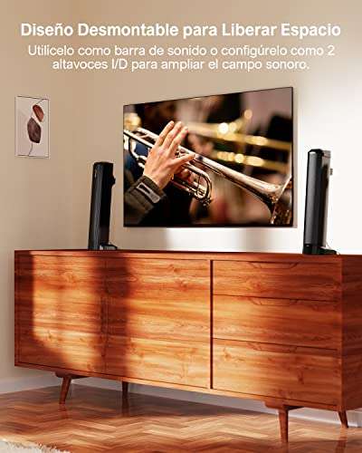 ULTIMEA Barra de Sonido TV 2.2CH, Barra de Sonido Bluetooth 5.0 Separable 2 en 1, Barra de Sonido 2 Tweeters y Woofers Integrados