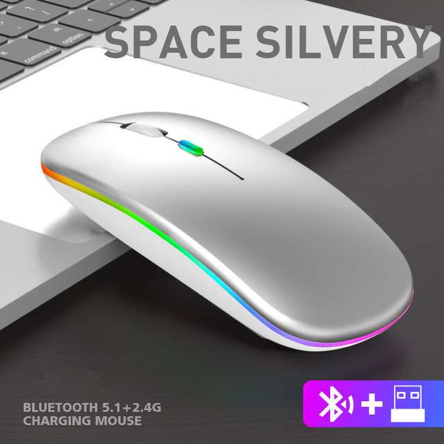 Ratón inalámbrico, Bluetooth, carga luminosa, 2,4G, USB (varios colores)