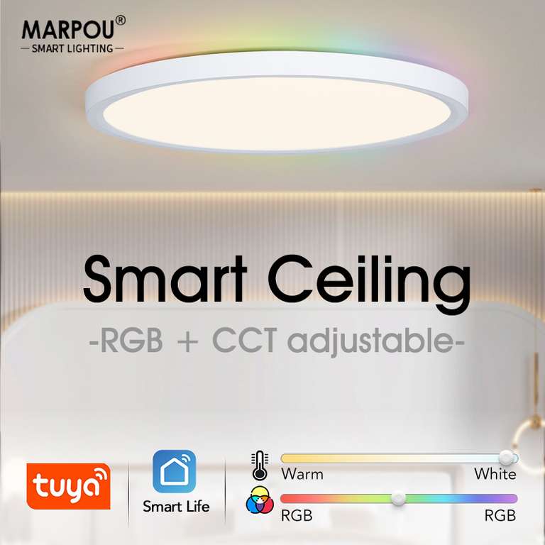 Lámpara de techo inteligente ultradelgada para sala de estar, lámpara LED con Control de voz, modelo de música
