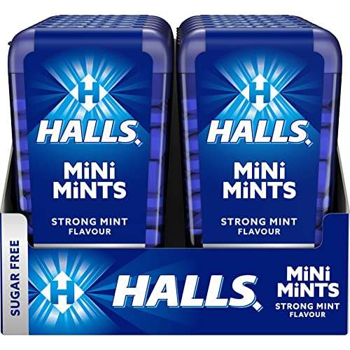 Pack 12 Halls Mini Mints - Caramelos comprimidos - Sabor Menta Fuerte -12 x 12.5 g