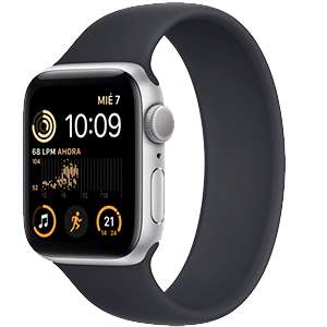 Apple Watch SE GPS + Cellular 40mm Caja Aluminio Plata Correa Deportiva Negra