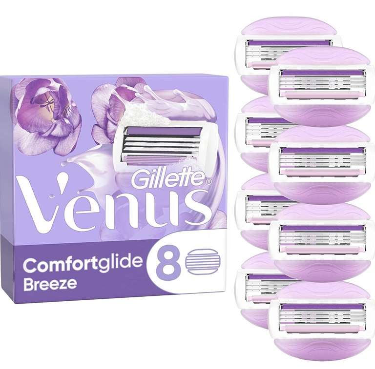 Gillette Venus ComfortGlide Breeze Cuchillas de Afeitar Mujer, Paquete de 8 Cuchillas de Recambio
